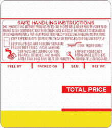 Label Red/Yellow Safe Handling 64mm x 73mm
